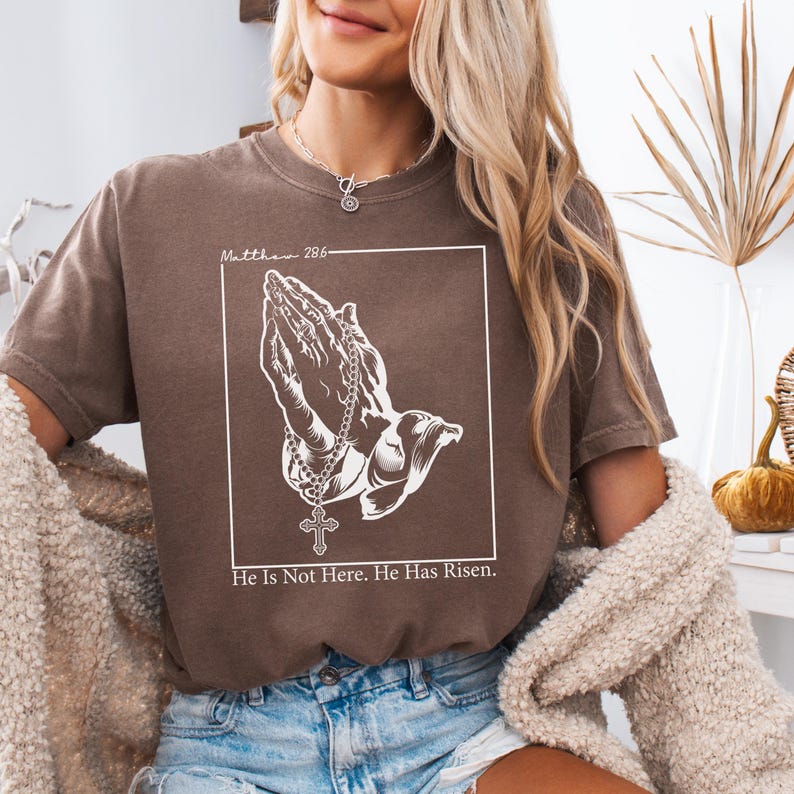 Comfort Colors® He Has Risen Shirt, Matthew 28:6 T-Shirt, Christian Bible Verse Tee, Religious Faith Shirt, Easter Gift For Women, Jesus Tee image 6
