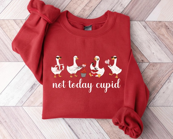 Not Today Cupid Sweatshirt, Goose Meme Valentine Crewneck, Anti Valentine Gift, Heartbreak Sweater