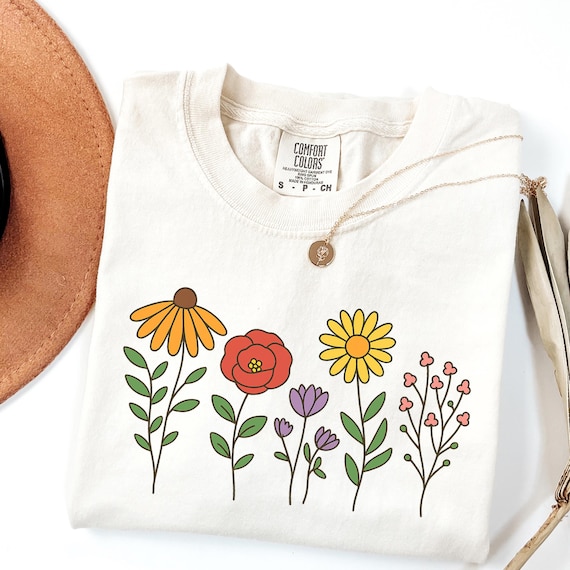 Comfort Colors® Cute Wildflower Tee, Floral Cottagecore Shirt, Botanical Shirt, Flower Tee, Nature Shirt, Wildflower shirt,Wild Flower Shirt