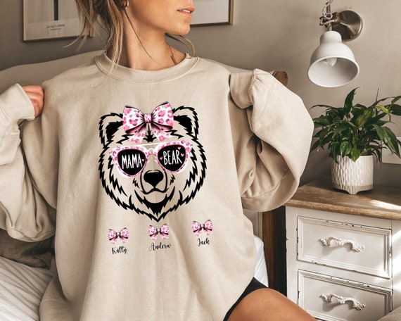 Custom Mama Bear Sweatshirt, Personalized Mom Sweatshirt, For Mom Sweater For Mother’s Day, Custom Christmas Sweatshirt, Mama sweatshirt