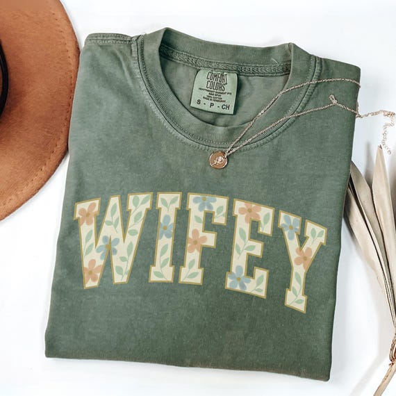 Comfort Colors® Floral Wifey Shirt, Bride Shirt, Bridal Shower Gift, Honeymoon Vibes, Wifey Shirt, Bride Groom, Honeymoon shirt, Gift Wifey