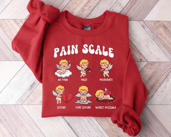 Valentine nurse sweatshirt: round neck with fun pain scale