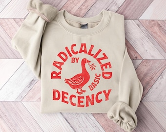 Radicalized By Basic Decency Sweatshirt, Political Protest Sweatshirt, Feminist Activist Gift, Liberal Clothing, Social Justice