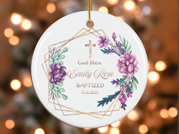 Personalized Girls Baptism Ornament, Custom Christening Ornament, Baptized Ornament First Communion Gift Baptism, Baby Christening Gifts Boy