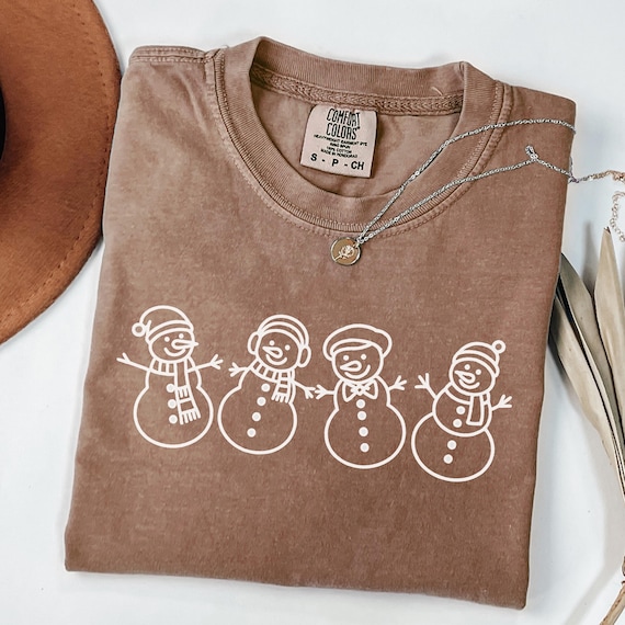 Comfort Colors® Cute Snowman Christmas Shirt : Holiday Snowmen Lover Gift, Xmas Graphic Tee