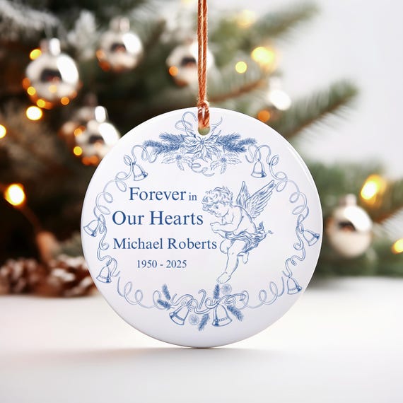 Memorial Ornament 2025, Angel Christmas Ornament, In Loving Memory Gift, Forever in Our Hearts Ornament, Personalized Remembrance Gift