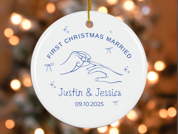 Personalized First Christmas Married Ornament, Our First Christmas Ornament 2025, Newlywed Wedding Keepsake, Mr and Mrs Couple Gift