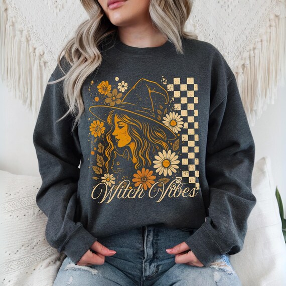 Witch Halloween Sweatshirt, Cute Witch Sweatshirt, Floral Witch Shirt, Spooky Season Sweatshirt, Halloween Crewneck, Witchy Fall Shirt