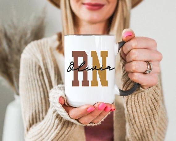 Personalized mug for nurse, RN mug with name