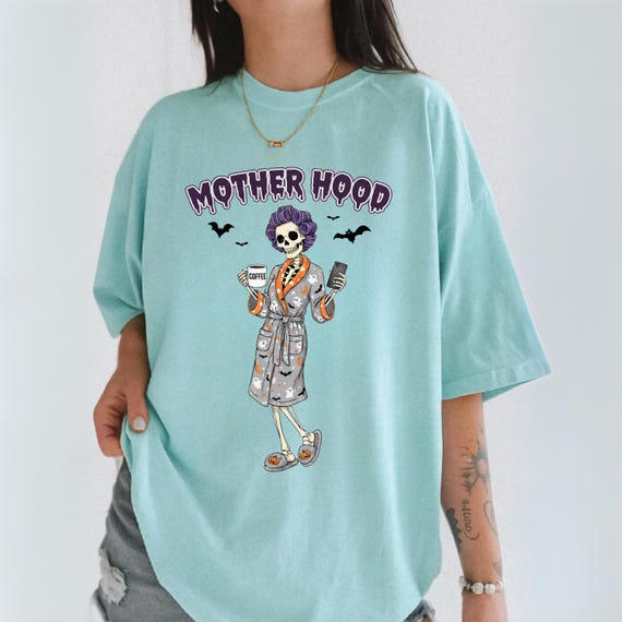 Mother Hood Halloween Shirt, Comfort Colors® Mom Life Tee, Spooky Mama T-shirt, Oversized Graphic Tee, Cool Mom Club Shirt