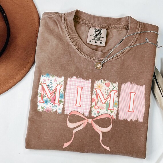 Floral Mimi Comfort Colors Shirt, Cute Grandma Tshirt, Coquette Grandmother Tee, Spring Mimi Bow shirt, Mother's Day Gift, Gift for Her