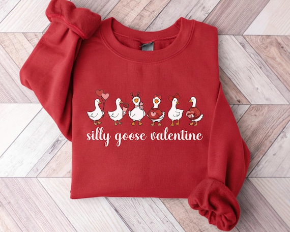 Silly Goose Valentine" Valentine Day Sweatshirt, Funny Valentine Sweater, Gift for Goose Lovers