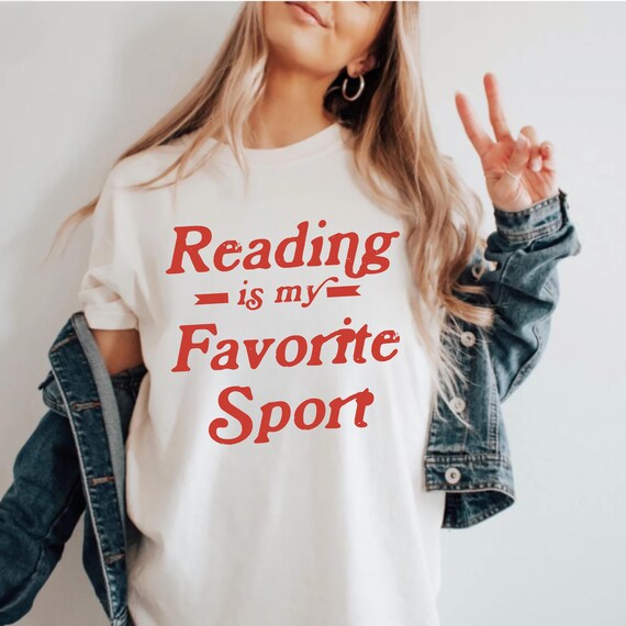 Reading Is My Favorite Sport shirt, vintage reading shirt, gift for book lovers, book t-shirt, bookworm, book crew neck, gifts for readers