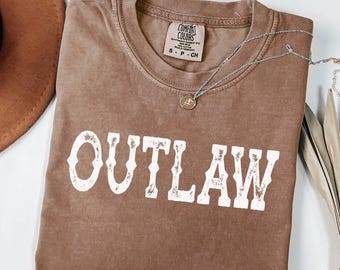 Comfort Colors® Outlaw Shirt, Western Graphic Tee Women, Rodeo Shirt, Yeehaw Tee, Cowgirl Graphic Shirt, Country Concert Tee, Farm Girl Tee
