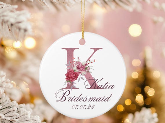 Personalized Bridesmaid Ornament, Custom Bridesmaid Gift, Wedding Party Ornament, Bridesmaid Christmas Ornament, Bridesmaid Keepsake Gift