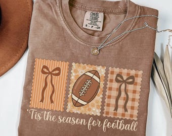 Tis The Season For Football Shirt, Coquette Football Tee, Fall Football Season Sweatshirt, Cute Game Day Bow Shirt Gift