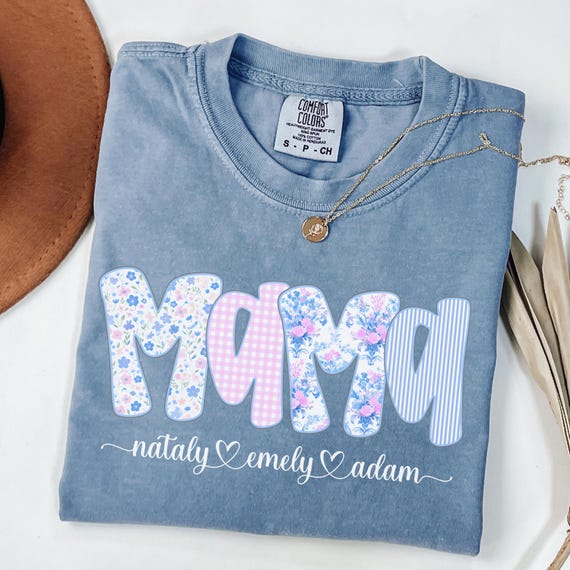 Custom Comfort Colors Mama Shirt, Personalized Gram Clothes, Retro Mama T-shirts, Cool Mama Outfit, Mama Gift, Mother's Day Present