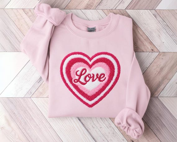 Faux Patchwork Love Sweatshirt, Patchwork Valentine Sweater, Valentine Faux Patchwork Hoodie, Cute Valentine Gift, Heart Crewneck