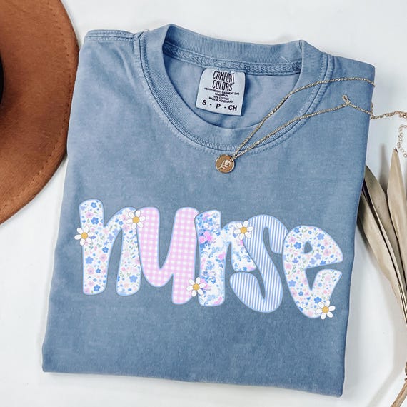 Comfort Colors® Floral Nurse Shirt, Nurse T-Shirt, RN Shirt, Nursing School Shirt, Nurse Graduation Gift, Nurse Appreciation, New Nurse Gift