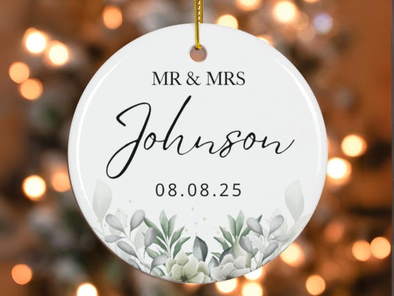 Mr & Mrs Ornament, Wedding Gift - Personalized First Christmas Keepsake - Our 1st Christmas Mr Mrs Ornament - Housewarming Mr and Mrs Idea