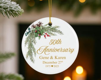 50th Anniversary Ornament, Mr & Mrs Keepsake, Custom Ornament for Couple, Parents or Grandparents, Personalized Christmas Gift 2025