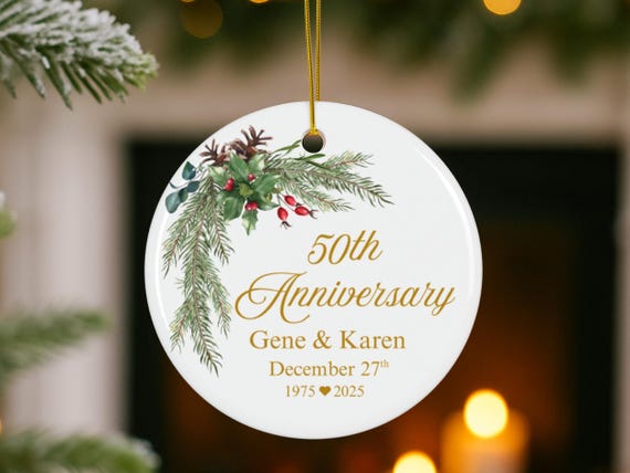 50th Anniversary Ornament, Mr & Mrs Keepsake, Custom Ornament for Couple, Parents or Grandparents, Personalized Christmas Gift 2025