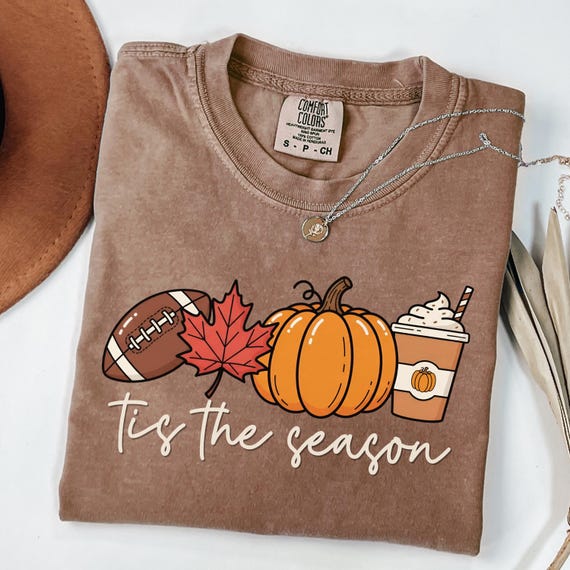 Tis the Season Pumpkin Spice Shirt, Cozy Football tshirt, Fall Vibes Shirt, Thanksgiving Tee