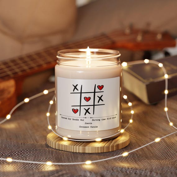 Valentine Tic Tac Toe Candle, Romantic Soy Candle, Valentine Gift for Her Him