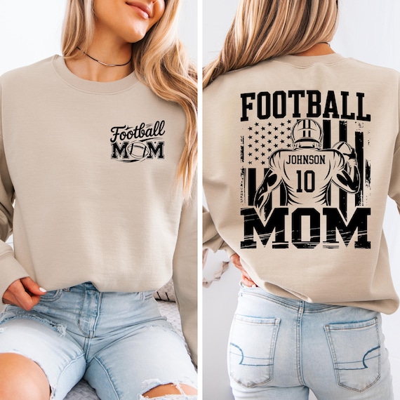 Personalized Football Name and Number Sweatshirt, American Football Mom Shirt, Football Mom Hoodie, Game Day Sweatshirt, High School Gift