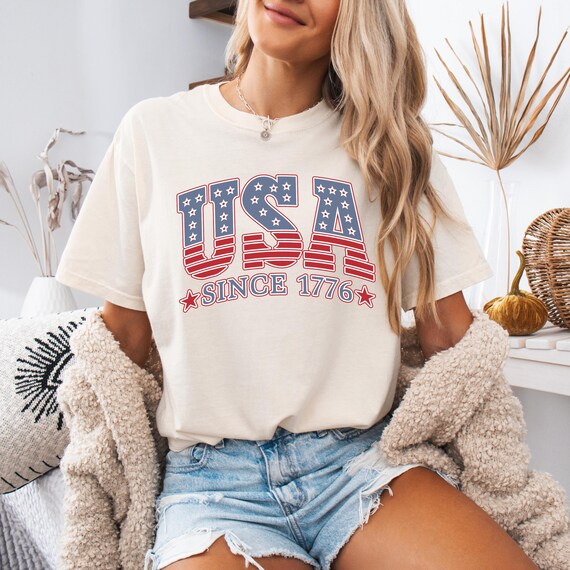 Comfort Colors USA Shirt, America Shirt, Fourth of July Shirt, 4th of July Tee, Patriotic Shirt, America Est Shirt, Red White and Blue, USA