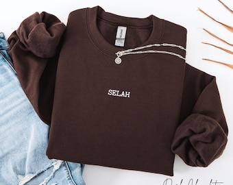Selah Christian Sweatshirt, Faith Based Crewneck, Minimalist Bible Word Shirt, Neutral Religious Gift