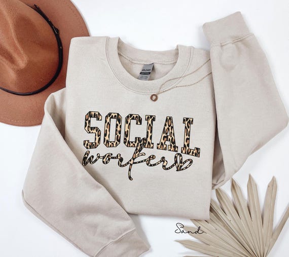 Social worker leopard sweatshirt, Gift for Social Worker, School Counselor Sweatshirts, Therapist Sweaters, Social Worker School Sweater