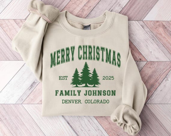 Personalized Family Christmas Sweatshirt, Matching Holiday Crewneck, Custom Name Christmas Sweater, Family Xmas Gift