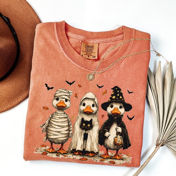 Comfort Colors® Ghost Duck Shirt, Duck Ghost Tee, Cute Duck Lovers Shirt, Retro Ghost Halloween, Halloween Duck shirt, Spooky Season Gift