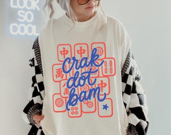 Crak Dot Bam Shirt, Comfort Colors Mahjong Shirt, Gift for Mahjong Lover, Mahjong Player Tee, One More Tile Shirt, Retro Lucky Tile Tee