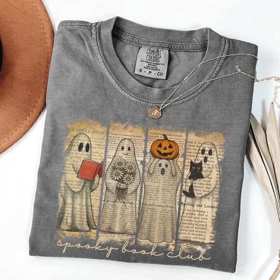 Comfort Colors® Ghost Book Club Shirt, Spooky Book Shirt, Halloween Reading Tee, Librarian Teacher Gift, Book Lover Shirt, Spooky Reader Tee