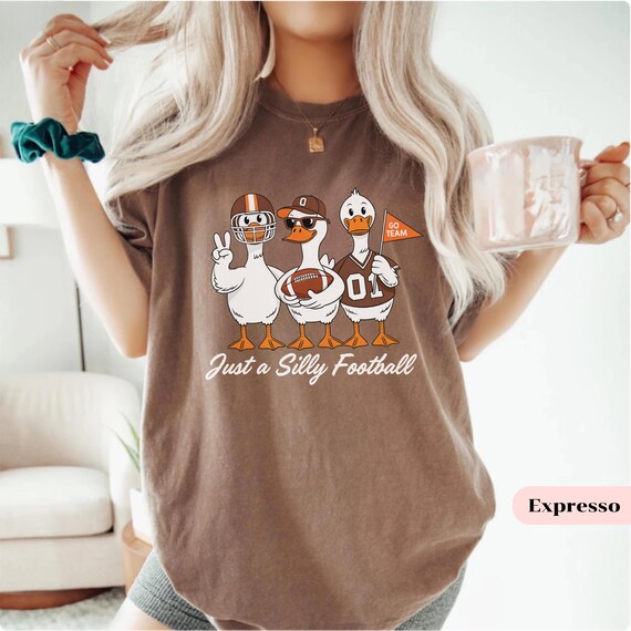 Just a silly goose shirt, Football Duck Shirt, Funny Game Day T-Shirt, Fall Football Shirt