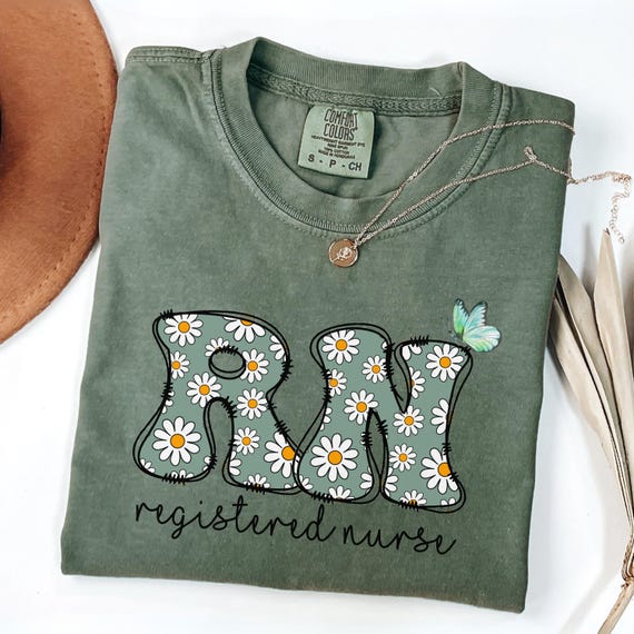 Comfort Colors® Registered Nurse Shirt, RN Shirt, Floral Nurse Tee, RN Graduation Gift, Nursing School Shirt, Nurse Life Tee, RN Clothes