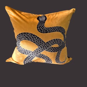 Handmade Snake Velvet Pillow Cover, Throw Pillow Cover, Cushion Accent Pillow Cover