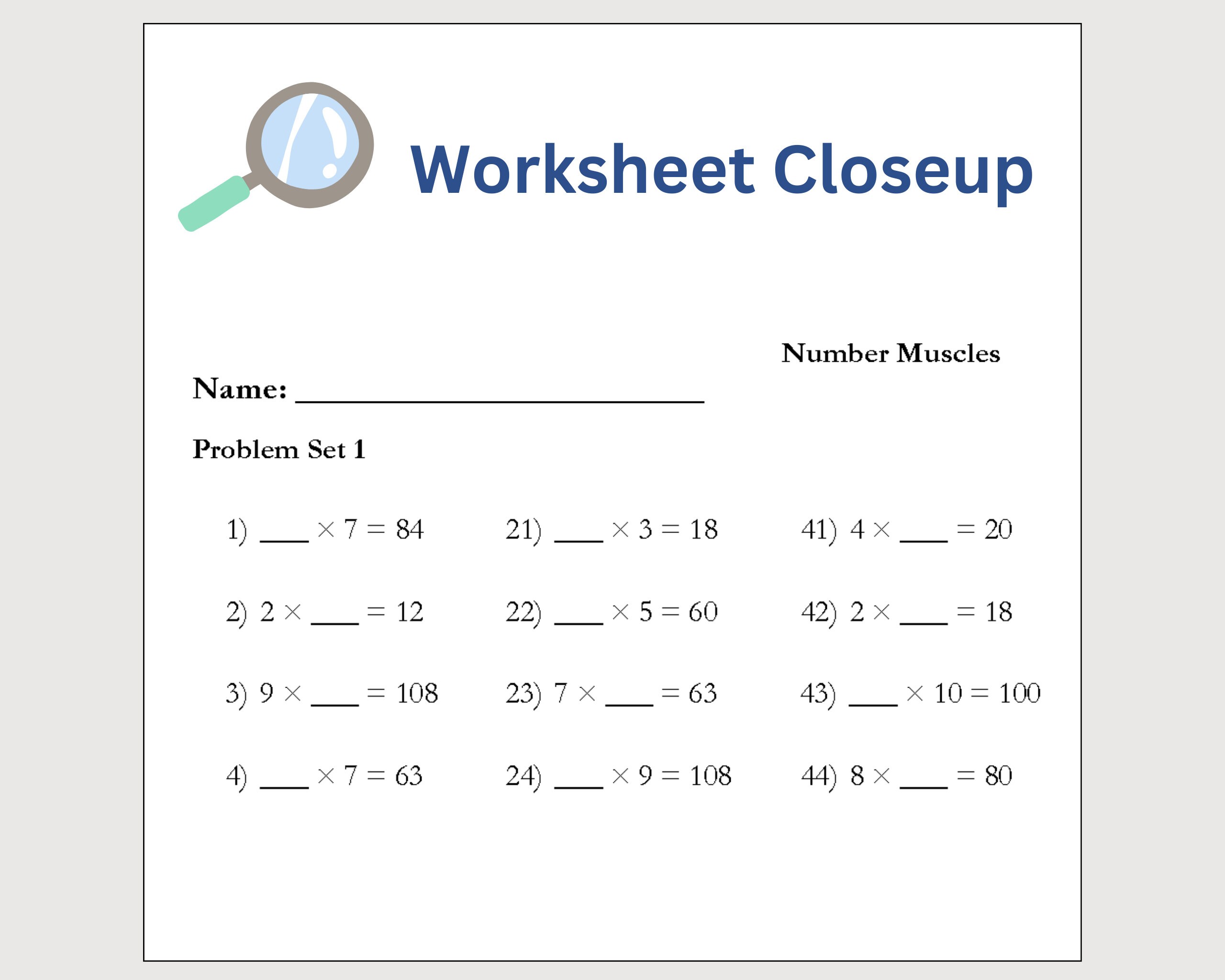Fill In Math Sign Worksheet 20 Multiplication Instant Download Printable Worksheets, Third Grade ...