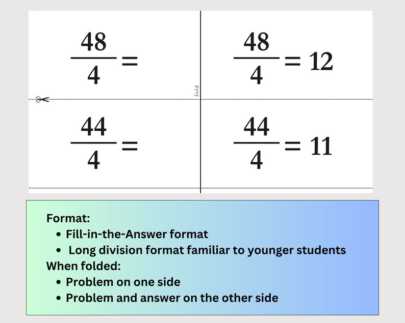 156 Division Flashcards, Printable, Instant Download, Third Grade ...
