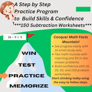 Printable Subtraction Practice Program with 150 Worksheets - Horizontal Problem Format