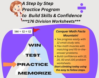 Printable Division Practice Program with 176 Worksheets - Division Sign Problem Format