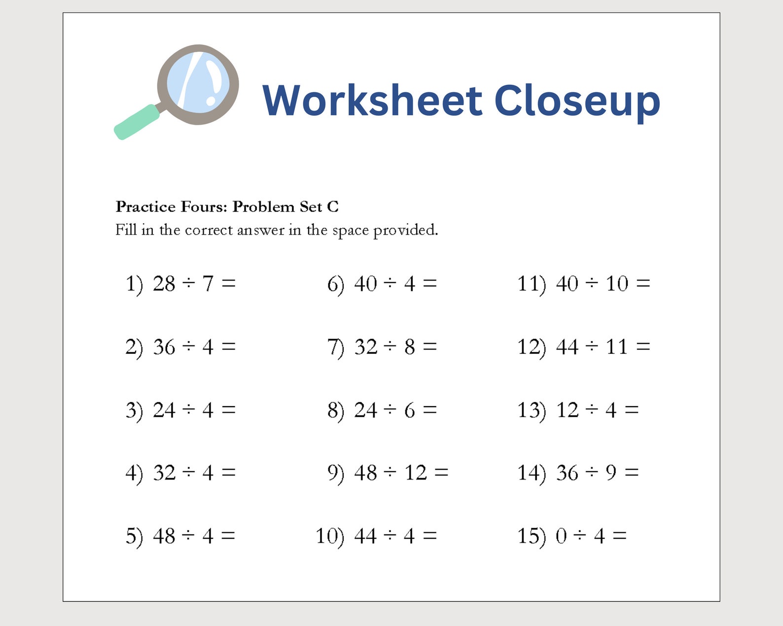 Division Problem Not Labeled Printable Division Practice Program With 176 Worksheets - Division Sign ...