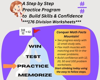 Printable Division Practice Program with 176 Worksheets - Fraction Problem Format