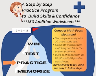 Printable Addition Practice Program with 150 Worksheets - Horizontal Problem Format