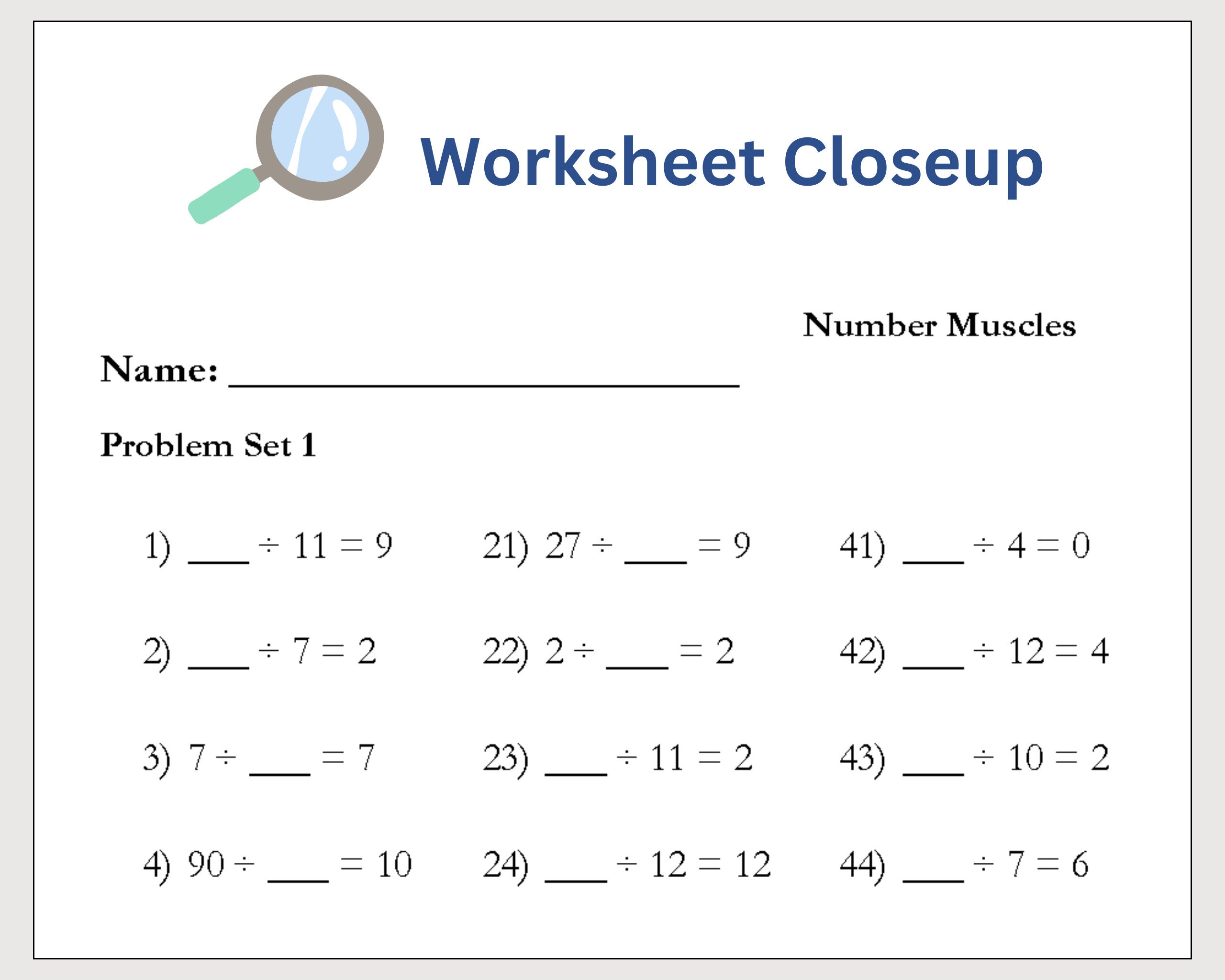 20 Division Instant Download Printable Worksheets, Third Grade Math ...