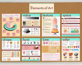 The 7 Elements of Art Printable Posters, downloadable, High-Quality Posters with header.