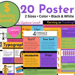 5 Graphic Design Typography Posters for Classroom Decor or Handouts