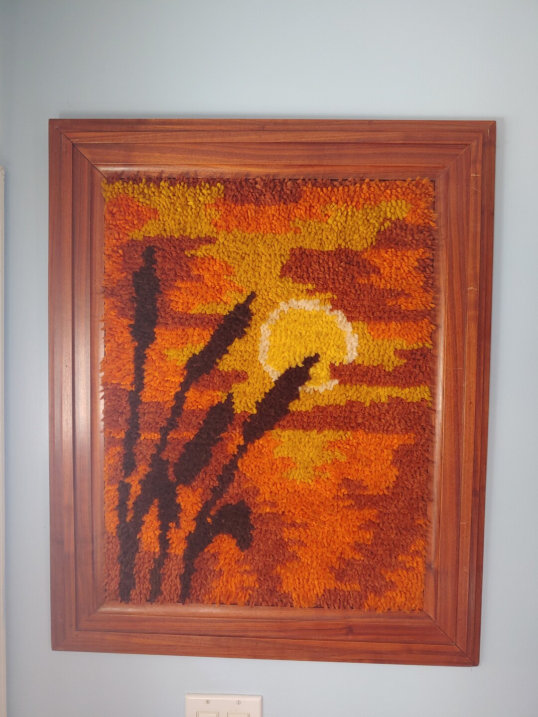 Water Reeds at Sunset Latch Hook Art Framed 25 X 31 Inches Etsy